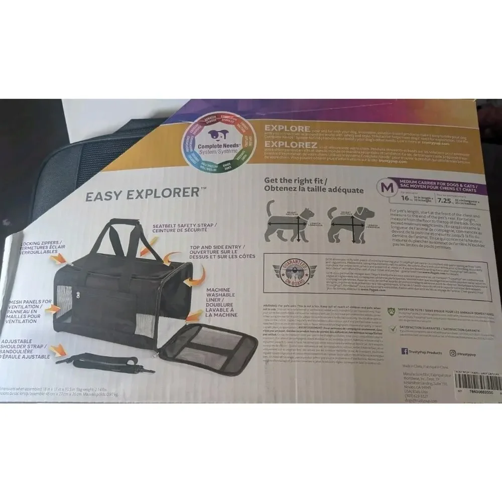 Trusty Pup Easy Explorer Carrier 52000 Cat Dog Up To 16 Pounds Black Secure Mesh